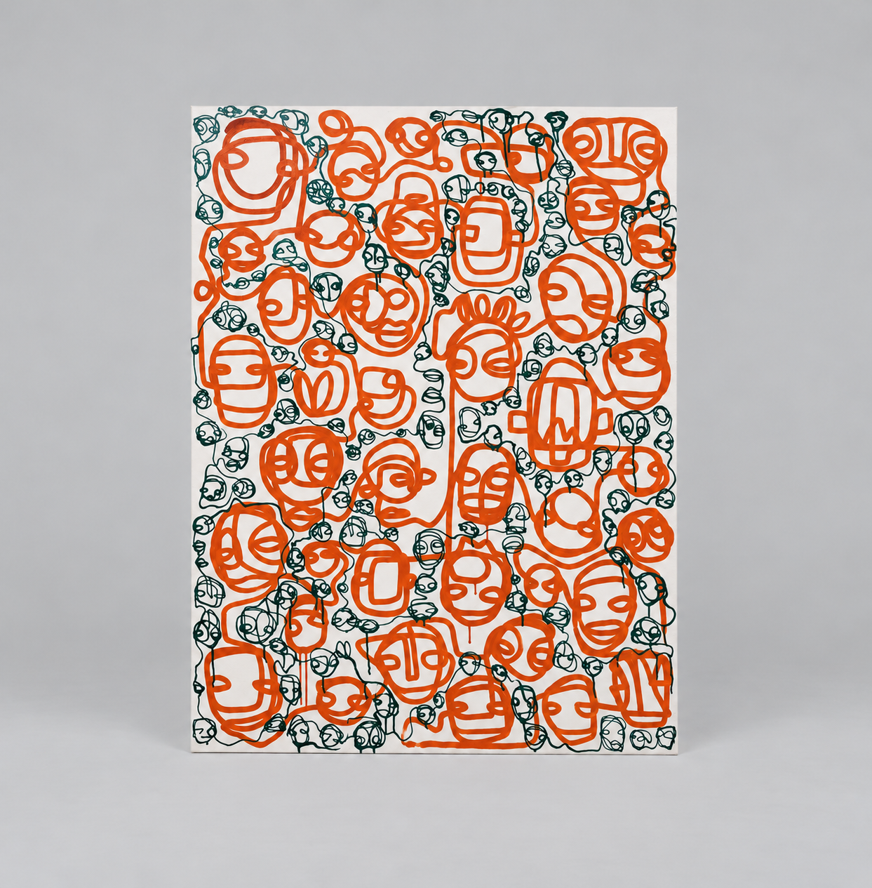 An original orange and green abstract canvas by Ryan Underdown